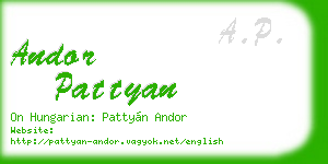 andor pattyan business card